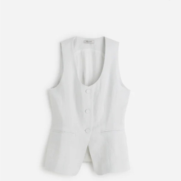 Madewell Tops - NWT - Madewell - 100% Linen Scoopneck Cutaway Vest - Size 6 in Salt